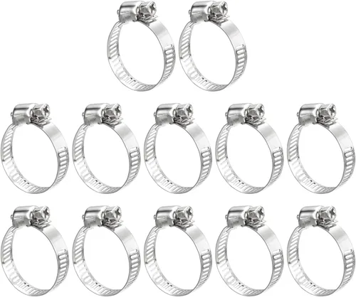 Vista 10 de uxcell Abrazadera de manguera de engranaje helicoidal, 12 abrazaderas de manguera de acero inoxidable ajustables de 1 a 1 1/2 pulgadas para asegurar