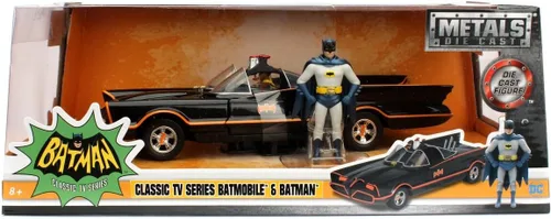 Vista 8 de Serie de televisión clásica Jada Toys 98259 1966, batimóvil con Batman y Robin, muñecos 1/24 escala de molde