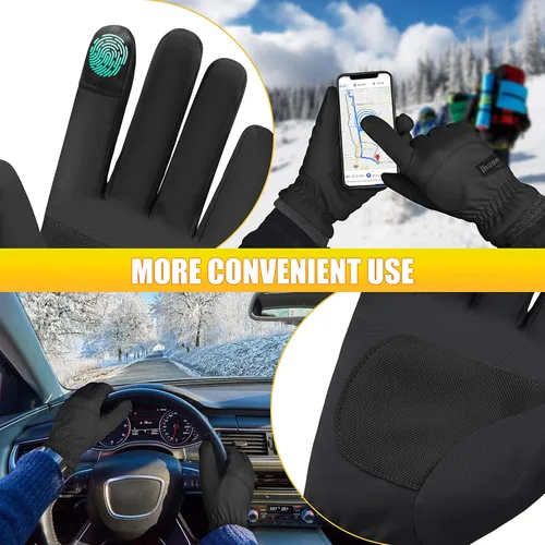 Vista 5 de ihuan Guantes de invierno 2023 impermeables resistentes al viento para hombres y mujeres guantes cálidos para clima frío dedos de pantalla táctil