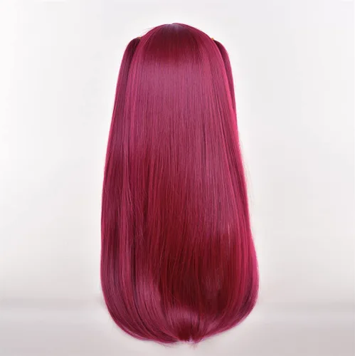 Vista 2 de SisiruKou Peluca larga y recta de anime roja uva para disfraz de Halloween