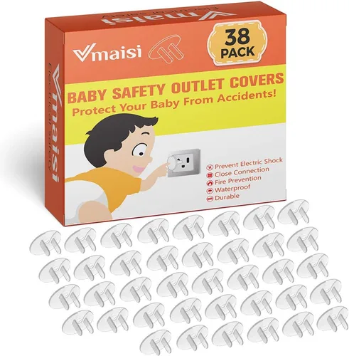 Vista 7 de Vmaisi - 38 fundas transparentes para enchufes a prueba de bebés Protector de enchufe a prueba de niños de seguridad eléctrica