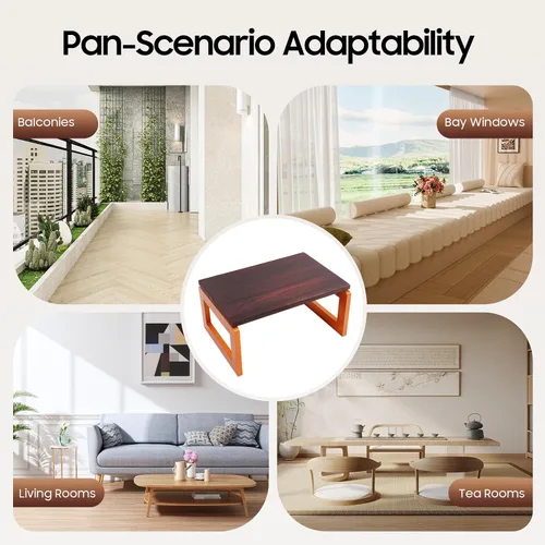Vista 7 de DYRABREST Mesa de centro plegable, mesa de picnic baja portátil de madera, mesa plegable de té y aperitivos para desayuno, mesa de café plegable