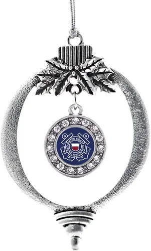 Vista 116 de Inspired Silver - Adorno con dije de cara de carlino - Adornos navideños de círculo de plata con joyas de circonita cúbica