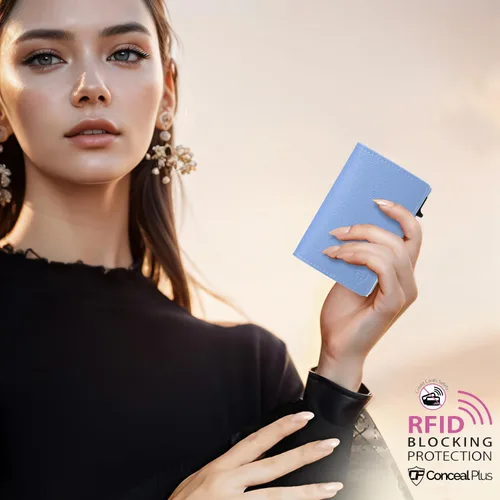 Vista 8 de Cartera Conceal Plus para hombres, cartera desplegable con bloqueo RFID, tarjetero delgado y minimalista para tarjetas de crédito, Minimalista