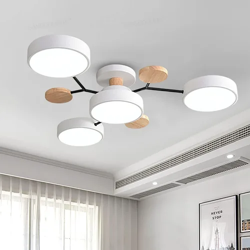Vista 18 de Lámpara de techo LED regulable, lámpara de techo moderna de 9 pulgadas, montaje empotrado, de madera, de 12 W, lámpara blanca para sala de estar