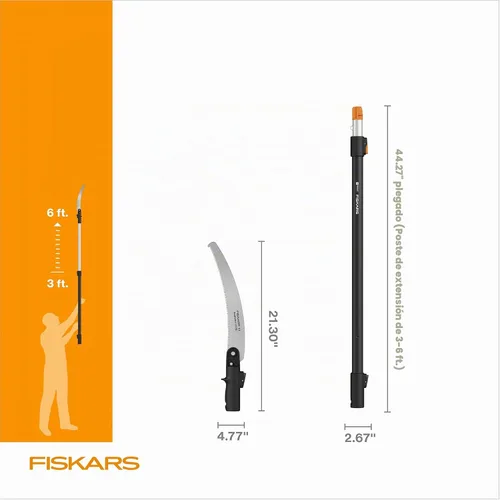 Vista 6 de Fiskars XtendControl - Podadora de árbol de 6 pies con sierra de triple molienda de 15 pulgadas x 1, poste de extensión individual de 3 a 6 pies