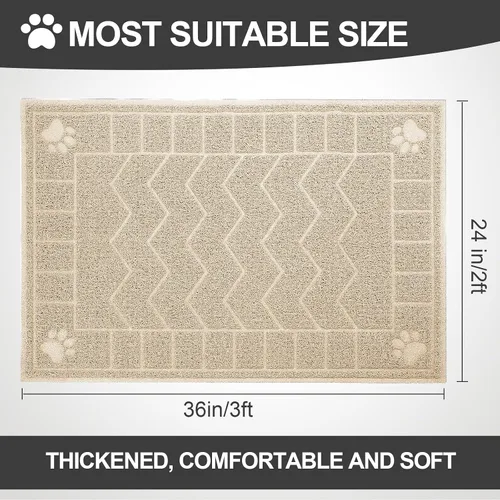 Vista 2 de Alfombrilla para Arena de Gatos, Alfombrilla Atrapa Arena Suave para las Patas de Gatitos, 35" x 24" Alfombrilla para Caja de Arena de Gatitos