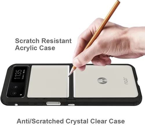 Vista 6 de Funda para Motorola Razr-2023: panel trasero transparente premium + cubierta de parachoques de TPU para Moto Razr 2023 (YKL negro)