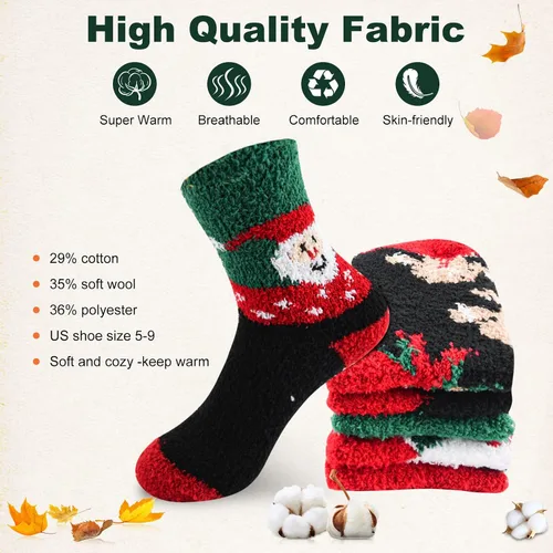Vista 4 de LKV Calcetines de invierno para mujer, caja de regalo, calcetines de lana gruesa, suaves, cálidos, calcetines casuales para mujer, calcetines