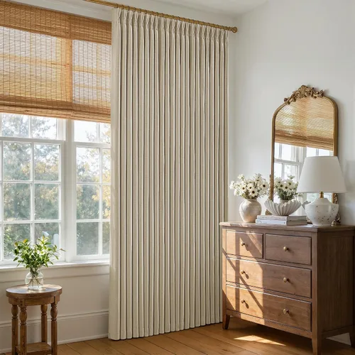 Vista 35 de Cortinas opacas de lino plisado natural de 96 pulgadas de largo