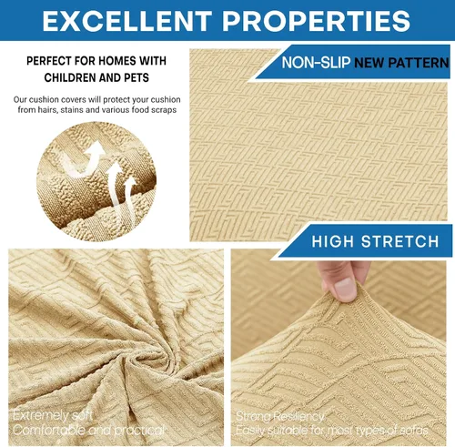 Vista 5 de XINEAGE - Funda elástica para futón y sofá cama, tamaño matrimonial, color Beige