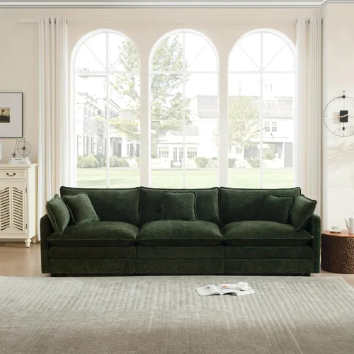 Vista 20 de Sofá modular de felpilla de 111.4 pulgadas, moderno juego de sofá de 3 asientos con asiento profundo, cómodo sofá nube con cojín de espuma doble