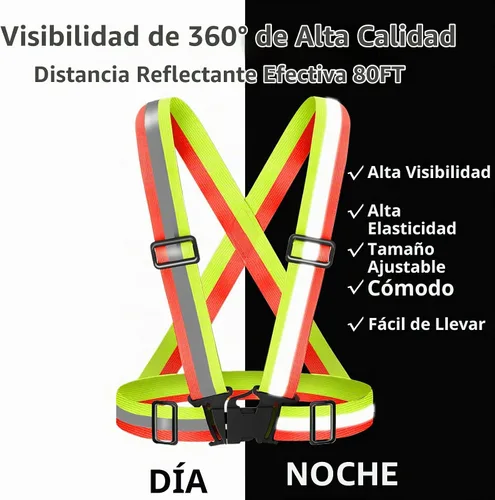 Vista 2 de Reflective Vest Running Gear High Visibility Safety Vest Strap for Night Portable Adjustable Reflective Vest,Ideal for