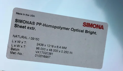 Vista 2 de Polipropileno natural de 1/4" de grosor - Elige tu tamaño (12 x 12 pulgadas)