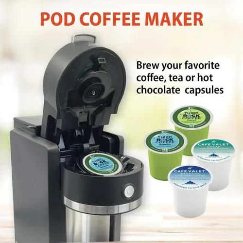 Vista 3 de Café Valet Barista - Cafetera de una sola porción, compatible con cápsulas de café K-Cup, diseño compacto