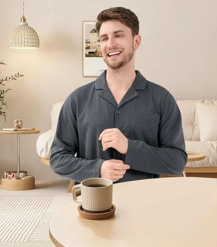 Vista 18 de DAVID ARCHY - Pijama de algodón con botones para hombre