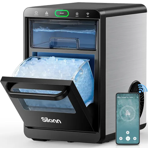 Vista 21 de Silonn Nugget - Máquina de hielo para encimera, hielo de caída automática Acero inoxidable