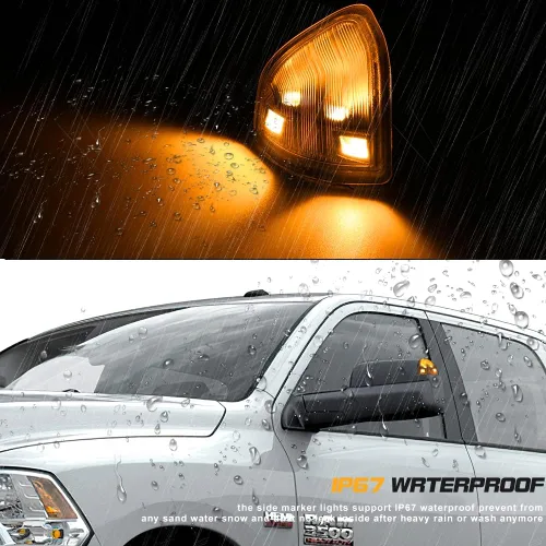 Vista 4 de Espejo lateral LED intermitente, luz de retrovisor izquierdo y derecho, lente de cubierta transparente para 68302828AA 68302829AA compatible