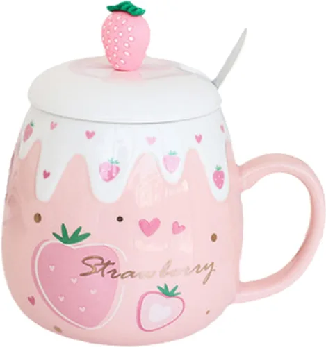 Vista 16 de Taza de globo de aire caliente con tapa, cuchara para niños, taza de leche de dibujos animados, taza 3D, taza de café de cerámica, taza de té