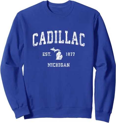 Vista 3 de Cadillac Michigan MI - Sudadera deportiva vintage, Negro, S