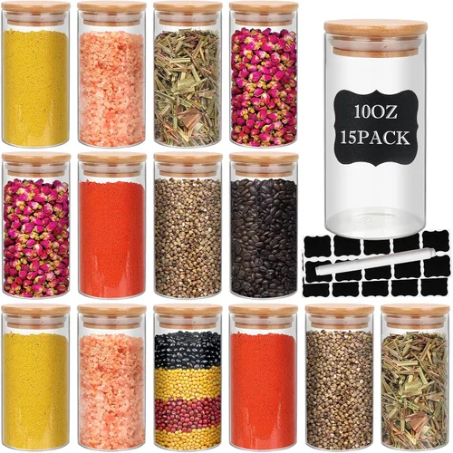 Vista 11 de DHSBTLS Tarros de vidrio de 6 onzas con tapas de bambú, juegos de recipientes herméticos de vidrio de borosilicato, contenedor de almacenamiento