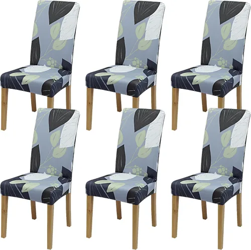 Vista 11 de Fundas para Sillas de Comedor, Juego de Fundas para Sillas de Comedor de 4 Piezas, Fundas Elásticas para Sillas de Cocina, Fundas para Sillas