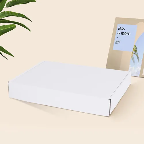 Vista 4 de Juego de 25 cajas de envío blancas de 13 x 10 x 2 pulgadas, cajas de cartón corrugado certificadas por FSC para embalaje, correo, pequeñas empresas