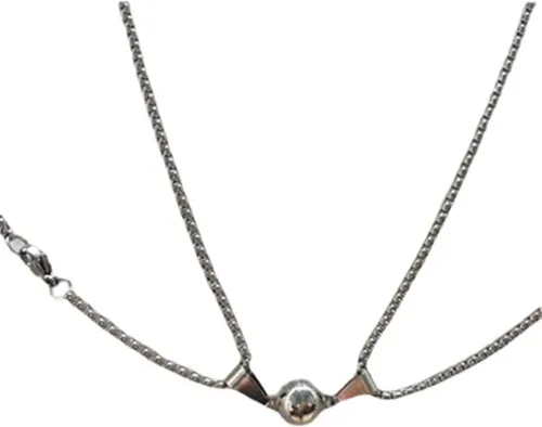 Vista 8 de Caiyao 2 imanes de atracción mutua de acero inoxidable para parejas, collar magnético de promesa de astronauta para mujeres, hombres, amigos, él