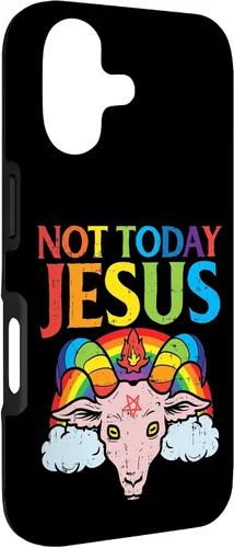 Vista 3 de Today Not Jesus Satan Goat Satanic Rainbow Satanism Gift Case for iPhone 17