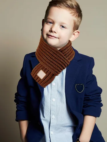 Vista 7 de 4 piezas de bufanda de punto para niños, bufanda de invierno de color sólido para niño y niña