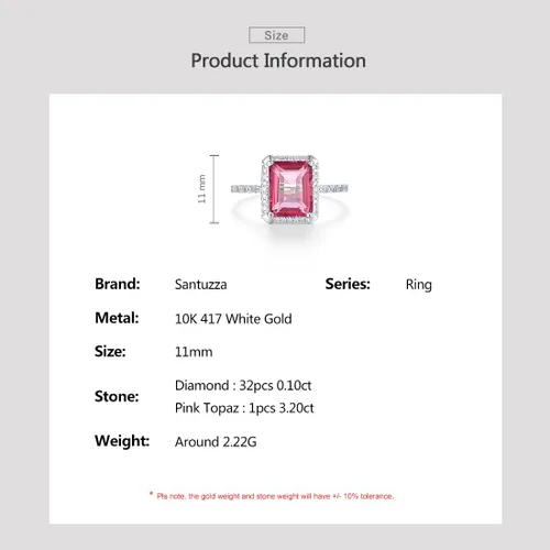 Vista 4 de Santuzza Anillo de oro macizo de 10 quilates con piedras preciosas solitarias para mujer