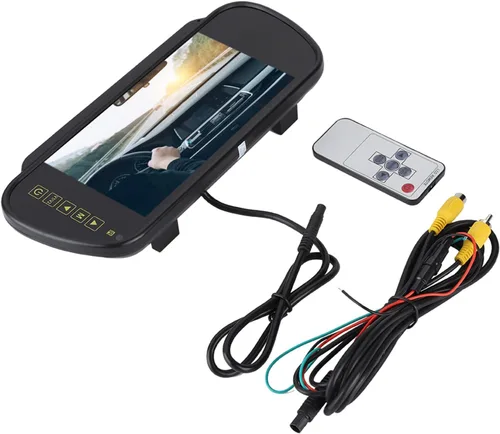Vista 6 de DAN&DRE Espejo retrovisor 7 "LCD cámara de visión trasera negro espejo monitor coche furgoneta camión autobús control remoto AV1 AV2 720P 120 °