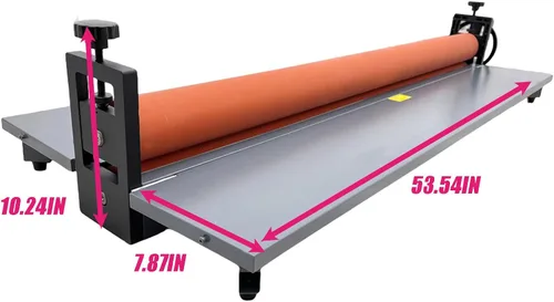 Vista 2 de TECHTONGDA Máquina laminadora fría de escritorio de 51 pulgadas, máquina de laminación en frío de película de vinilo manual con mesa plegable