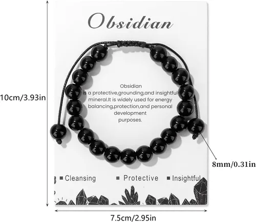 Vista 64 de Pulsera de cristal curativo para mujer de 0.315 in, pulsera de cuentas de cristal natural ajustable hecha a mano, joyería curativa, regalo