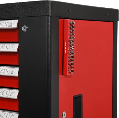 Vista 5 de CASOMAN 2 piezas 1/4" Organizador de brocas hexagonales con base magnética - Rojo, Organizador de 86 brocas con fuerte base magnética, Organizador