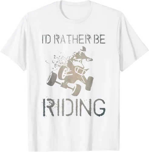 Vista 70 de Camiseta gráfica I'd Rather Be Riding ATV Quad Racing Rider de 4 ruedas, Negro