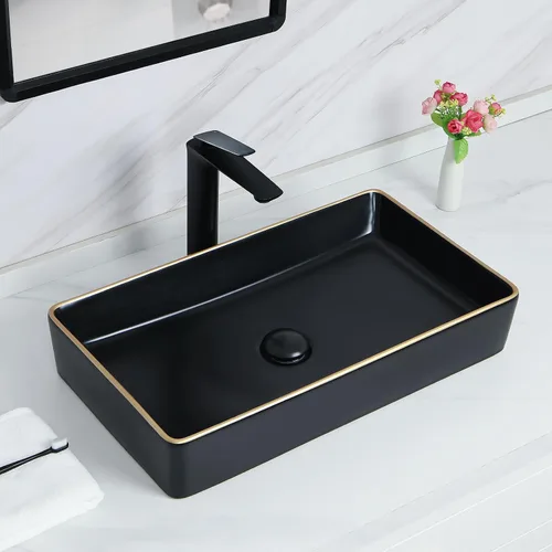 Vista 10 de Davivy Fregadero ovalado negro mate de 16 x 13.2 pulgadas con drenaje desplegable, fregaderos de baño, lavabos de baño sobre encimera, fregadero