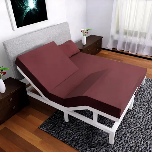 Vista 25 de Juego de sábanas Split King con 2 sábanas bajeras individuales XL, ropa de cama de 5 piezas, sin arrugas, resistente a la decoloración, microfibra