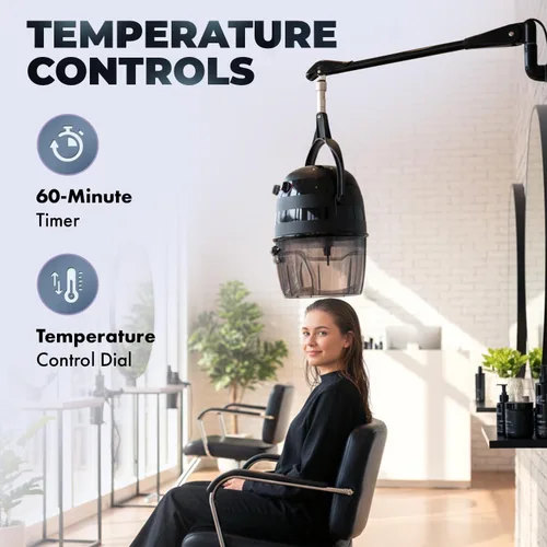 Vista 3 de Pibbs 515 Kwik Dri - Secador de pelo montado en la pared para salones profesionales, secadora con capucha de 1100 W, brazo de pared ajustable de 6