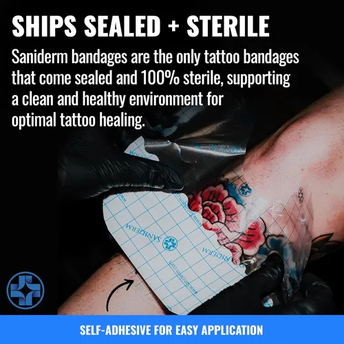 Vista 5 de Saniderm Vendaje Original para Cuidado Posterior de Tatuajes (Rollo Pequeño, 4 pulgadas x 8 yardas)