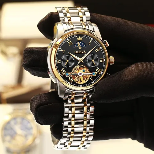 Vista 32 de OLEVS Relojes automáticos para hombre, esqueleto mecánico, de lujo, a la moda, reloj de pulsera luminoso impermeable