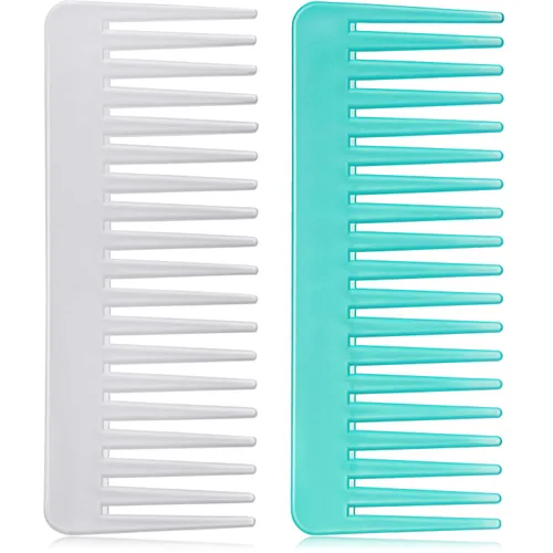 Vista 23 de Patelai Peine de dientes anchos, peine desenredante grande para cabello rizado, húmedo y seco, sin mango, accesorios desenredantes (ámbar)
