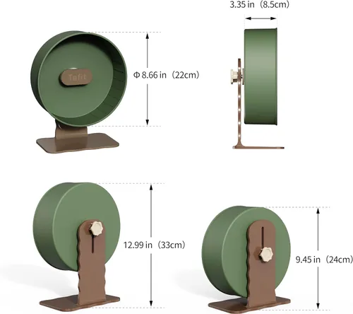 Vista 4 de Rueda de ejercicio para hámster súper silenciosa de Tafit – 8.66 pulgadas Verde aguacate