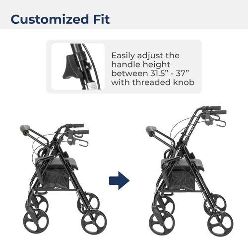 Vista 6 de Drive Medical 795BK Duet Silla de Transporte Plegable y Andador, Negro El combo de silla de ruedas y andador con ruedas plegable Duet ofrece un