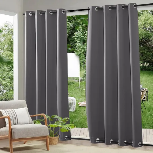 Vista 29 de RYB HOME Cortinas resistentes al viento para exteriores, cortinas opacas impermeables con aislamiento térmico para patio, porche, glorieta, pérgola