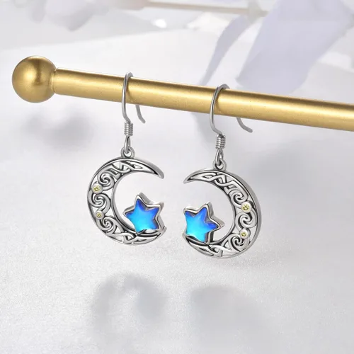 Vista 5 de Moon Dangle Earrings 925 Sterling Silver Crescent Moon Earrings for Women Birthday Festival Jewelry Gifts