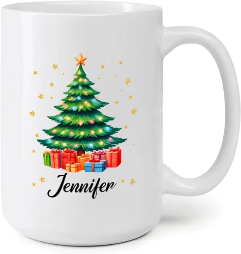 Vista 13 de Taza de café de Navidad personalizada con bastón de caramelo, divertida taza de cerámica de bastón de caramelo, regalos para familiares, amigos