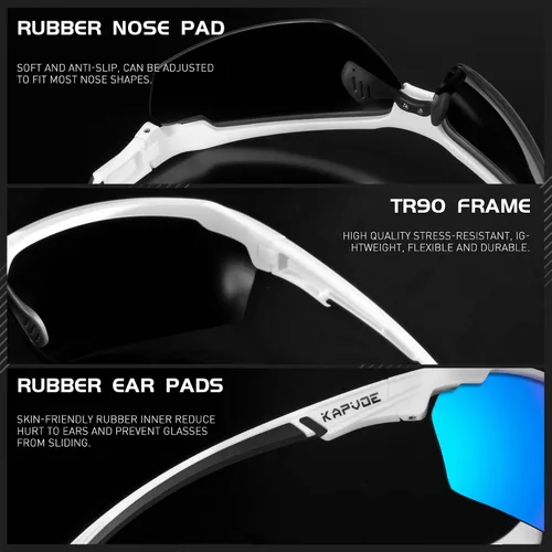 Vista 5 de KAPVOE Gafas de sol deportivas polarizadas para ciclismo, béisbol, correr, bicicleta de montaña, triatlón, golf, MTB para hombres y mujeres
