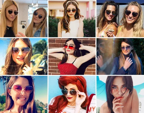 Vista 6 de JOVAKIT Gafas de sol polarizadas con forma de corazón para mujer, estilo encantador, marco de metal, lentes de protección UV400