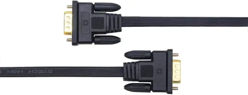 Vista 6 de DTech Cable VGA a VGA de 50 pies de largo, delgado, plano, de 15 pines, cable para monitor de computadora, macho a macho (50 pies, negro)
